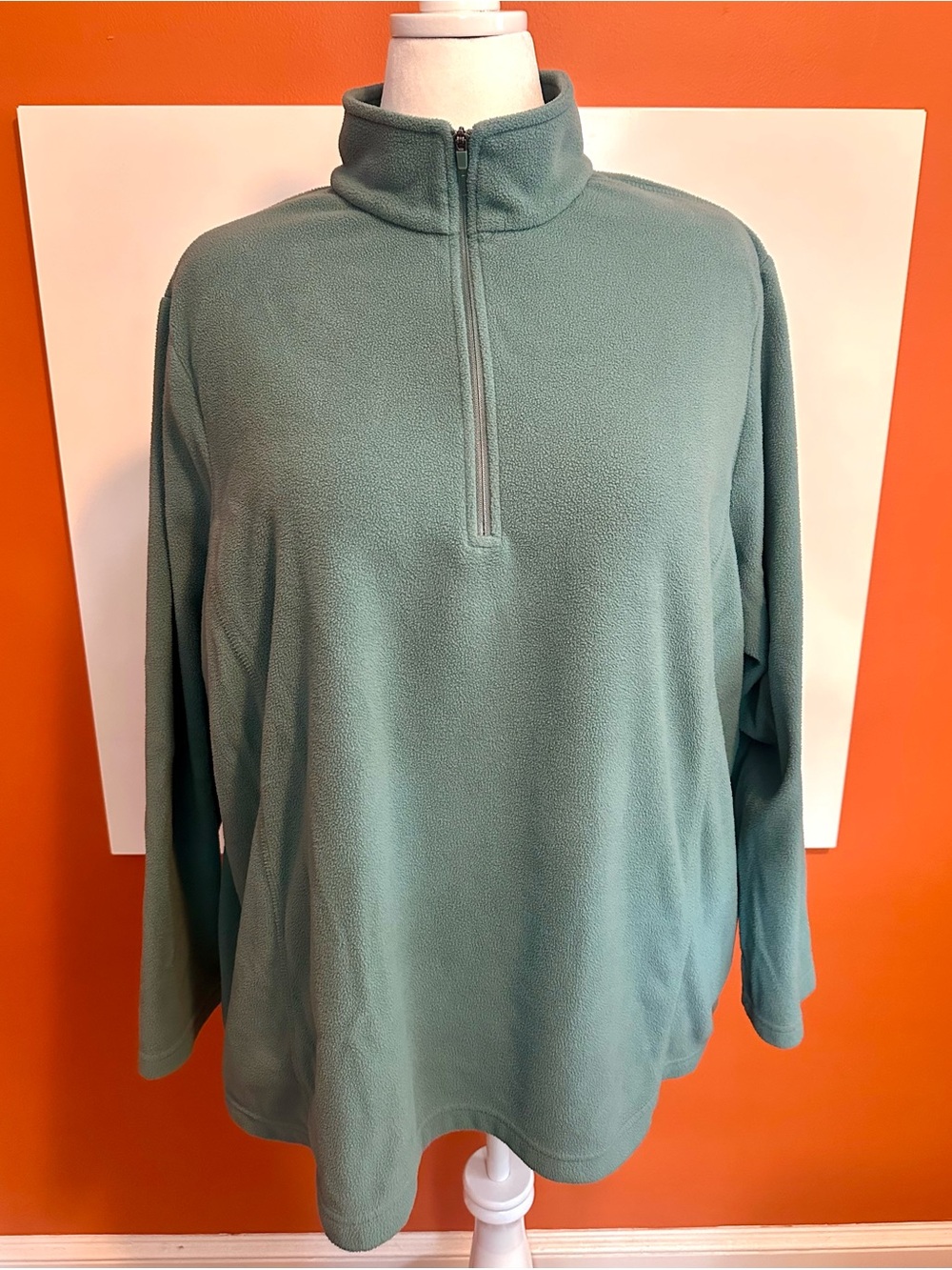 Lands' End Sage Green Half-Zip Fleece Pullover Jacket - Size 2X (20W-22W)